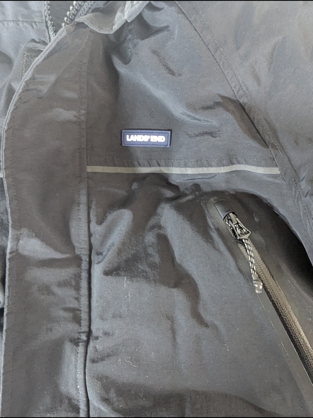 Lands’ End Black Insulated Squall Parka Jacket Hooded Waterproof Coat Mens Small - Picture 4 of 12